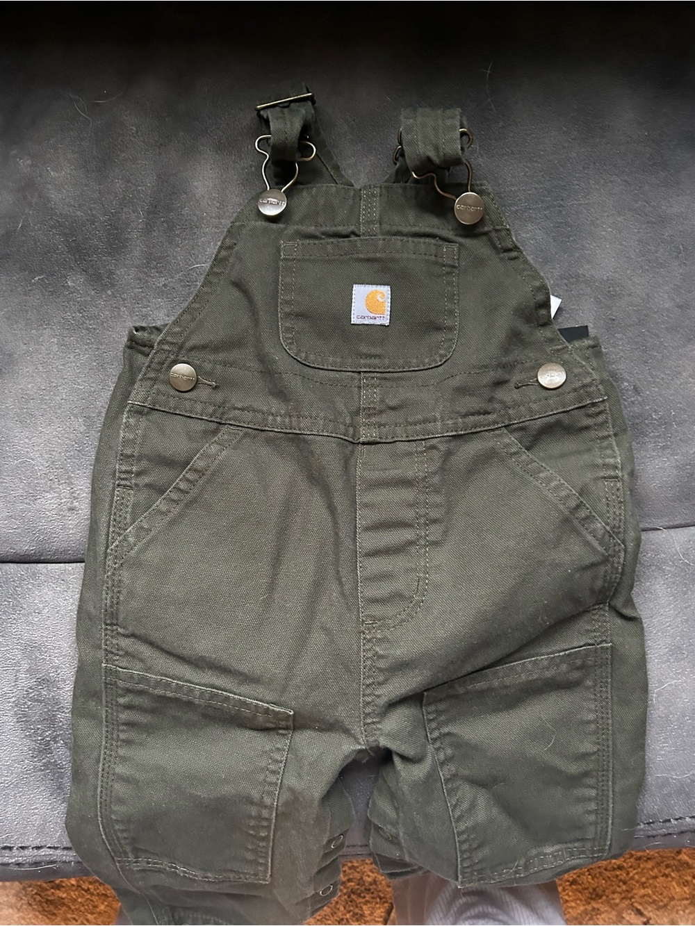 Carhartt Olive Green Infant Overalls with Bib Pocket